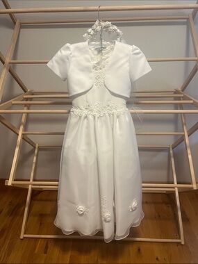 Sweetie Pie Collection White Formal Flower Girl/Communion Dress with Bolero